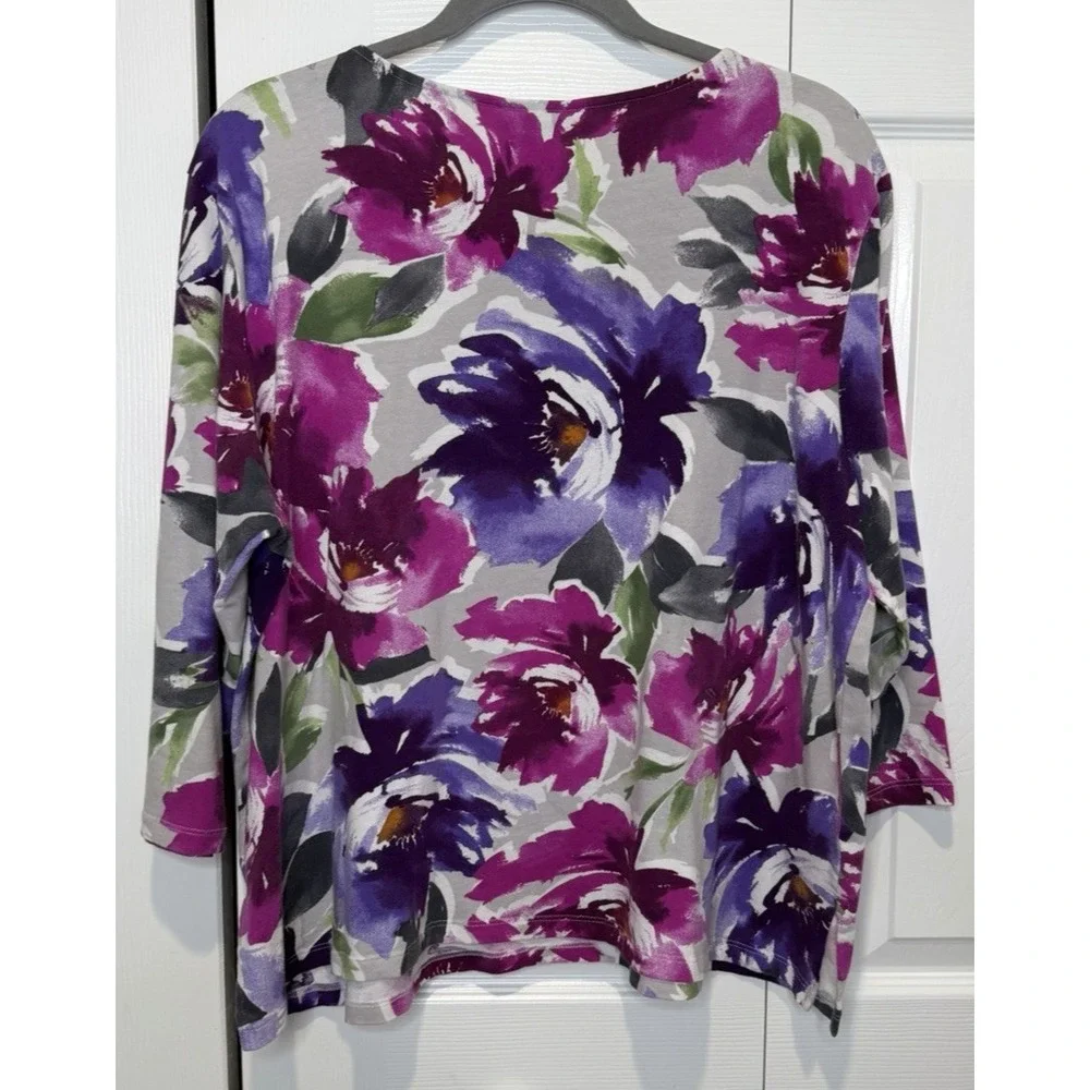 Alfred Dunner Womens Floral Top Size PXL Forest Fairy Indie Romantic Cottagecore - Picture 2 of 9